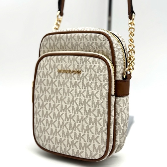 Michael Kors Medium NS Chain Xbody Bag Vanilla/Brown - Picture 1 of 7
